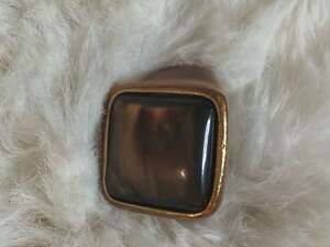 Vintage Square Cabochon Tiger's Eye Brass Signet Ring